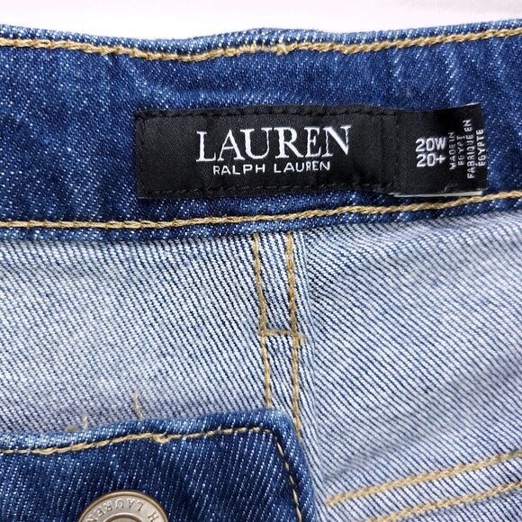 Lauren Ralph Lauren Cropped Jeans Women's Pants 20W Ombre Blue Wide Leg Raw Hem - Picture 10 of 16